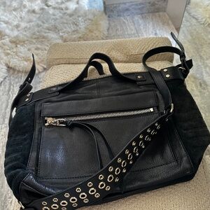 NWOT Kooba Black Leather and Suede Satchel/Shoulder bag